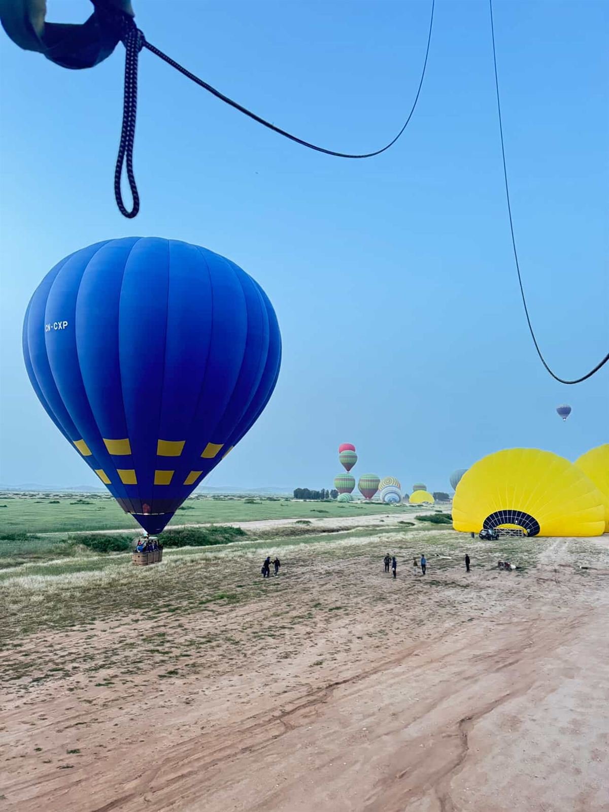 Balloon landing in the countryside near Marrakech