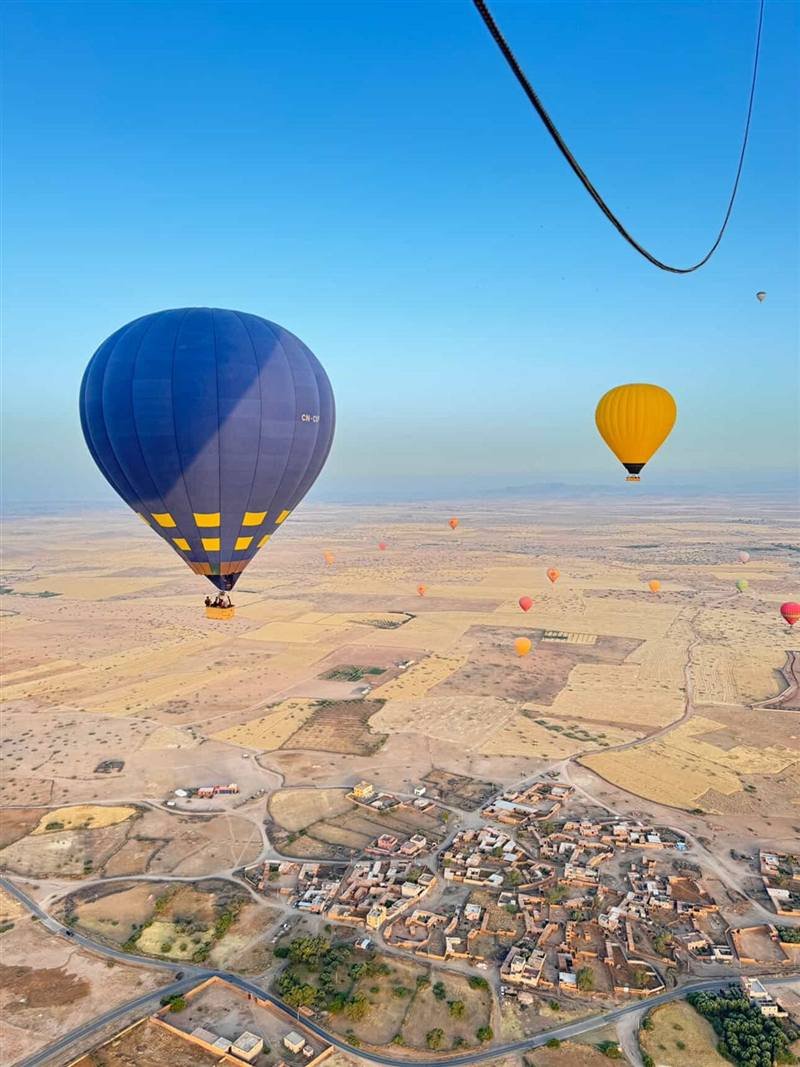 View from the basket over a mud-brick village